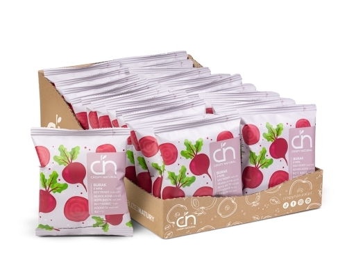 Burak z solą - Suszone chipsy z buraków - box 24 sztuki