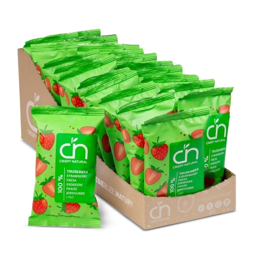 Truskawka 100% - Suszone chipsy z truskawek - box 20 sztuk